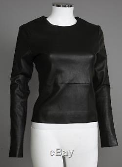 The Row Long Sleeve Stretch Long Sleeve Leather Top Tee Shirt $1250 sz 6 M
