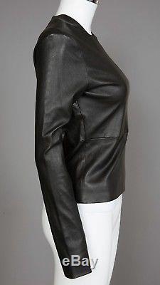 The Row Long Sleeve Stretch Long Sleeve Leather Top Tee Shirt $1250 sz 6 M