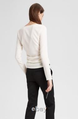 Theory Ivory Stretch Crepe Long Sleeve Top Women's Size Small 2608