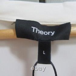 Theory Women's Plain Tie Neck Long Sleeve Silk Top IVORY Size L