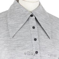Thom Browne Grey Long-Sleeved Exaggerated Collar Fine Wool Knitwear Top 2 UK10