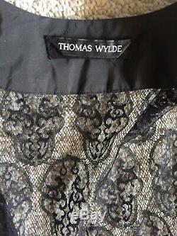 Thomas Wylde Lace Woven Skulls Ribbon Long Sleeve Top Sz Small