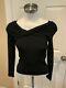 Tom Ford Black Rib Knit Could Shoulder Long Sleeve Top, Size Xxs