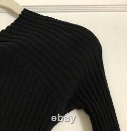 Tom Ford For Gucci Black Wool Blend Ribbed Fitted Sweater Top Size Small