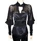 Tom Ford For Gucci Black Chiffon Silk Long Sleeve Vintage Corset Top Blouse