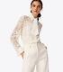Tory Burch Rosie Long Sleeve Button Front Lace Top $348.00! Size 8