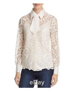 Tory Burch Rosie Long Sleeve Button Front Lace top $348.00! SIZE 8