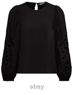 UK 10 KATIES Womens Tops Long Sleeve Embroidered Cut Out Top
