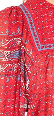 ULLA JOHNSON Minou Blouse VE Silk Chiffon Red Blue Pattern Long Sleeve Top 4
