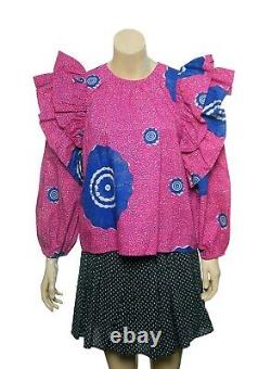 Ulla Johnson Caasi Blouse Top M 8 Women's Printed Long Sleeve Blouse NEW 19570