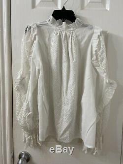 Ulla Johnson Cotton Embroidered White Long Sleeve Bliuse Top Sz 2