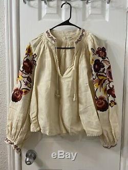 Ulla Johnson Embroidered Long Sleeve Blouse Top Sz 0
