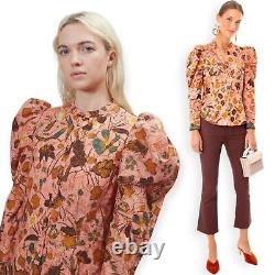 Ulla Johnson Willa Blouse 2 Long Puff Sleeves Designer Blush Floral