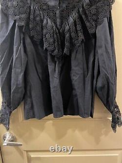 Ulla johnson cotton blend black lace ruffle balloon sleeve top sz M (item 24.1)