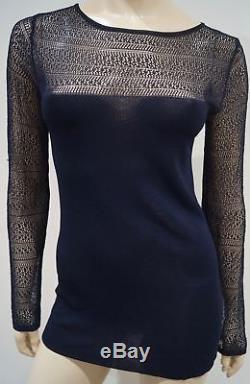 VALENTINO LES TRICOTS Black Sheer Lace Detail Long Sleeve Fitted Top IT44 UK12