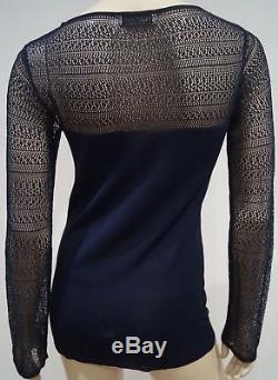 VALENTINO LES TRICOTS Black Sheer Lace Detail Long Sleeve Fitted Top IT44 UK12