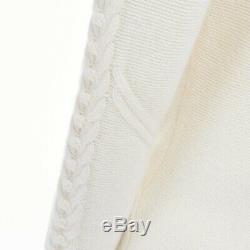 VALENTINO cream wool knit 3D textured crochet collar long sleeve sweater top S