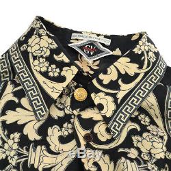 VERSACE Front Opening Long Sleeve Tops Shirt Black #42/L Authentic AK40248