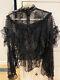 Victorian Goth Black Lace Rodarte Elaborate Draped Blouse Sweeping Sleeves Top M