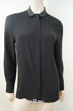 VICTORIA BECKHAM Black Long Sleeve Collared Evening Blouse Shirt Top Sz3 UKM