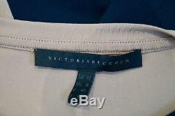 VICTORIA BECKHAM Women's Navy & Beige Round Neck Long Sleeve Casual Top UK12 US8