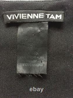 VIVIENNE TAM Sz 3 (M/ 6-8) Black Floral Nylon Mesh Top/Jade Faux Necklace Detail