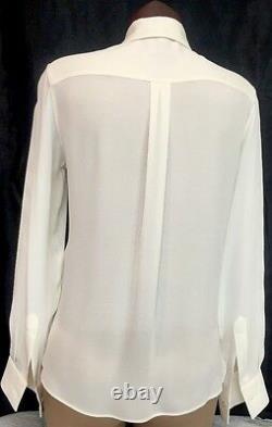 Valentino Blouse Ivory Silk Black Tie Long Sleeve Size 4 NWT $1750
