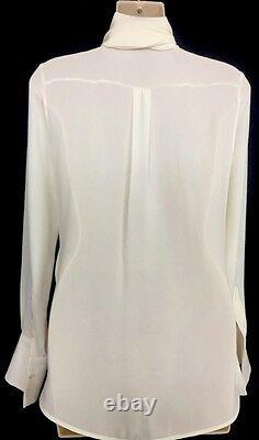 Valentino Blouse Ivory Silk Wrap Neck Tie Long Sleeve Size 4 NWT $2690