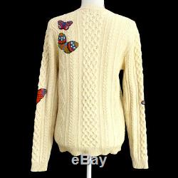 Valentino Butterfly Emblem Long Sleeve Tops Ivory #M Authentic AK37338