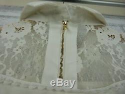 Valentino Top/Blouse Cream/White Lace Exposed Zip Long Sleeves Elie Saab Silk