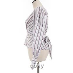 Veronica Beard NWD Seema Long Sleeve Top Size 2 in White/Purple/Multi Stripes