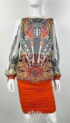 Versace Collection New 4 US 40 IT S Silk Floral Blouse Dress Top Medusa Runway