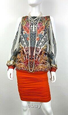 Versace Collection New 4 US 40 IT S Silk Floral Blouse Dress Top Medusa Runway