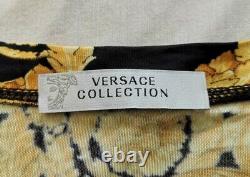 Versace Collection Women's Black Gold Cat Print Top Size IT 46 UK 14 Good Used
