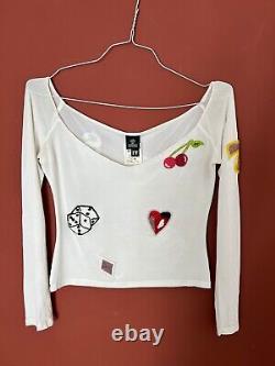 Versace Jeans Couture White Top Long Sleeve Vintage 90S Y2k Size M / UK 8