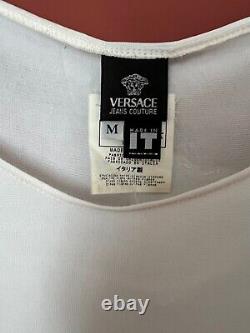 Versace Jeans Couture White Top Long Sleeve Vintage 90S Y2k Size M / UK 8