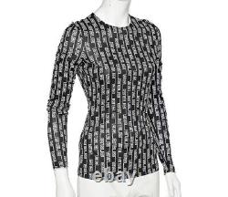 Versace Long Sleeve Pattern Top Black White 14 UK VGC