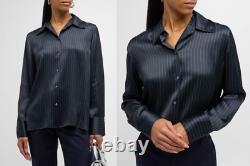 Vince 100% Silk-Satin Pinstripe Button-Up Shirt sz S $445