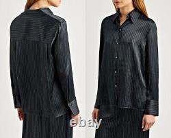 Vince 100% Silk-Satin Pinstripe Button-Up Shirt sz S $445