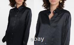 Vince 100% Silk-Satin Pinstripe Button-Up Shirt sz S $445