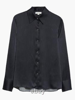 Vince 100% Silk-Satin Pinstripe Button-Up Shirt sz S $445