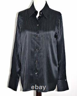 Vince 100% Silk-Satin Pinstripe Button-Up Shirt sz S $445