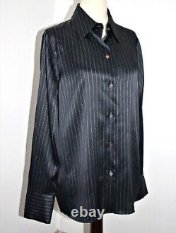 Vince 100% Silk-Satin Pinstripe Button-Up Shirt sz S $445