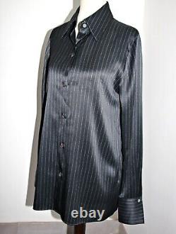 Vince 100% Silk-Satin Pinstripe Button-Up Shirt sz S $445