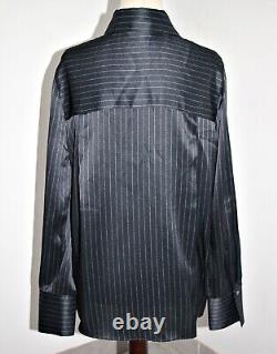 Vince 100% Silk-Satin Pinstripe Button-Up Shirt sz S $445