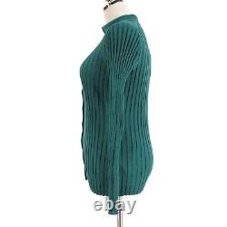 Vince NWT Collared Button Down Ribbed Long Sleeve Top Size S in Dark Green Jade