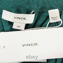 Vince NWT Collared Button Down Ribbed Long Sleeve Top Size S in Dark Green Jade