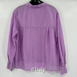 Vince Women's Long Sleeve Silk Habotai Pocket Popover Blouse Top Shirt sz S NWT
