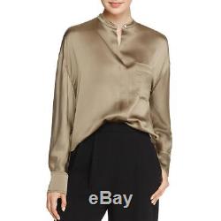 Vince Womens Green Silk Woven Long Sleeves Button-Down Top Blouse XS BHFO 4592