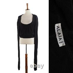 Vintage Azzedine ALAIA Paris Black Long Sleeve Top Blouse L Large 80s Ultra Rare